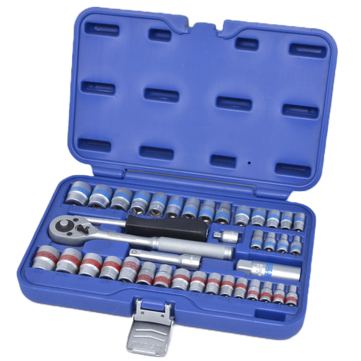 [KR040MSA] ⬡ 3/8" + 1/4" Dr. Socket wrench set 40pcs (SAE & metric) (KR040MSA, KINGROY)