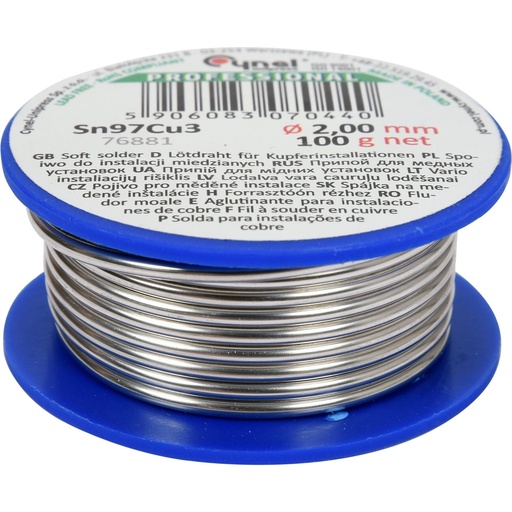 [76881] ⬡ Soft solder wire for copper 2.0mm (Sn97Cu3) (76881)