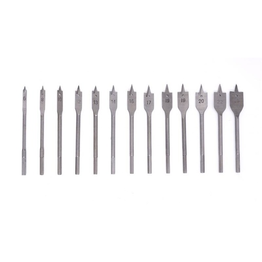 [KD10549] ⬡ Flat blade feather drill set for wood 13pcs, 6-25mm (KD10549)
