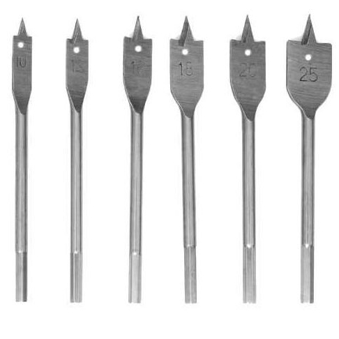 [KD10548] ⬡ Flat blade feather drill set for wood 6pcs, 10-25mm (KD10548)
