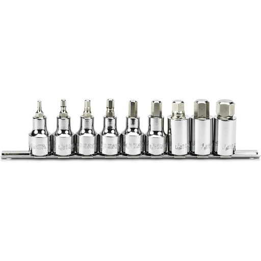 [ST0905702] ⬡ Galvučių su antgaliais rinkinys 1/2" (šešiabriaunė HEX) 9 vnt. (ST0905702, SATA)