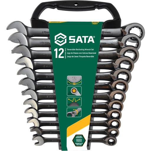 [ST08044B] ⬡ Reversible gear wrenches set 12pcs (8-19mm) (ST08044B, SATA)