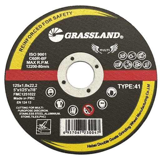 [FMC1251022] ⬡ Pjovimo diskas 125x1.0x22.2. Universalus, 41 tipo (FMC1251022, GRASSLAND)