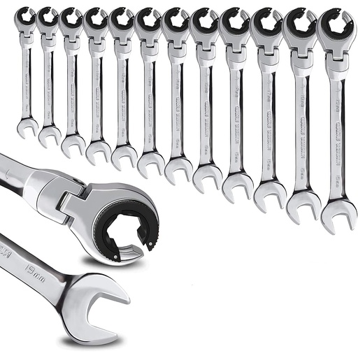 [CL407427] ⬡ Open combination ratchet spanner with flexible head 27mm (CL407427, CHANGLU TOOLS)