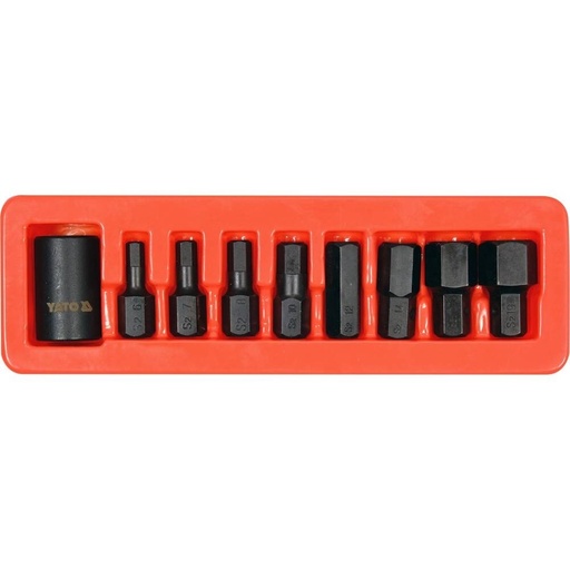 [YT10662] ⬡ 1/2" Dr. bit socket impact set (HEX) 9pcs (YT10662, YATO)