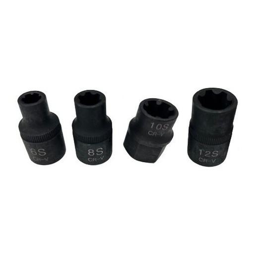 [GX9004] ⬡ Vidinių RIBE galvučių rinkinys 1/2" (6S-12S) 4 vnt. (GX9004, ELLIENT TOOLS)