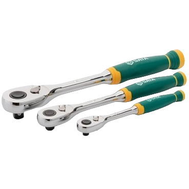 [ST14901G] ⬡ Dr. Quick-release ratchet (tear drop) set 3pcs, cushion grip 72 teeth (ST14901G, SATA)