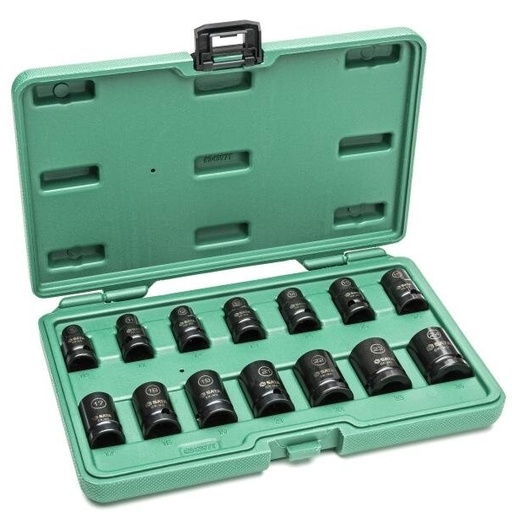 [ST34397T] ⬡ 1/2" Dr. Impact socket set thin wall 14pcs (10-24mm) (ST34397T, SATA)