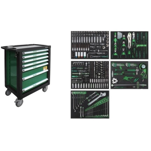 [CL106410] ⬡ Roller cabinet 7 drawers, CL713017 with tool set trays (330pcs), 5 sets (CL106410, CHANGLU TOOLS)