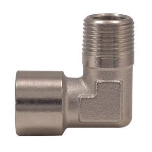 [2A14] ⬡ L-type connector F. Internal thread 1/4" x M. External thread 1/4" (2A14, OMG GHIOTTO)