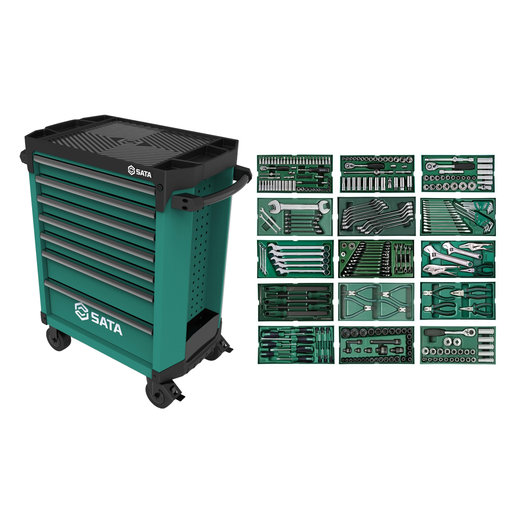 [ST09928G] ⬡ Roller cabinet PRO with tool set trays, 300pcs. (ST09928G, SATA)