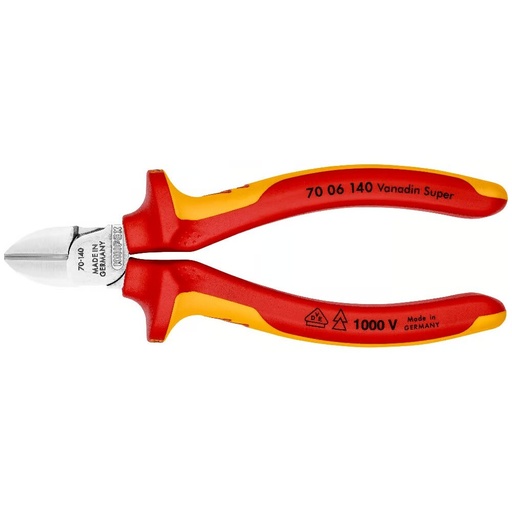 [7006140] ⬡ Diagonal cutting pliers industrial insulated 140mm (1000V) KNIPEX (7006140, KNIPEX)