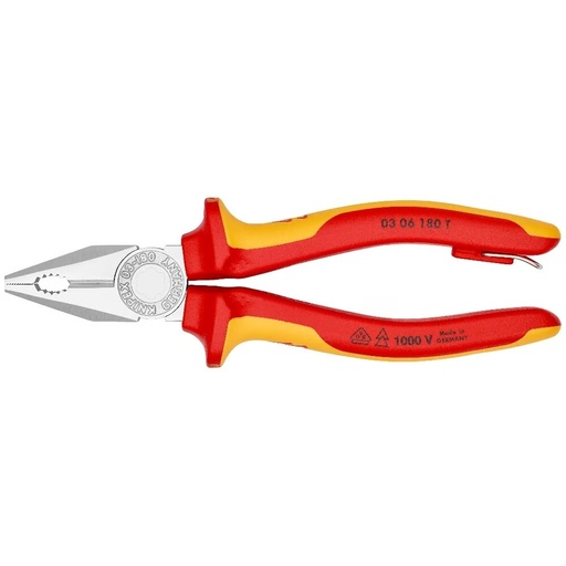 [0306180T] ⬡ Kombinuotos izoliuotos replės 180 mm VDE KNIPEX (0306180T, KNIPEX)