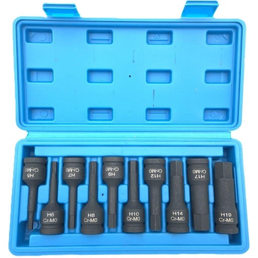 [MHR10134] ⬡ 1/2" Prailgintų smūginių galvučių su antgaliais rinkinys (HEX) 10vnt. (MHR10134)