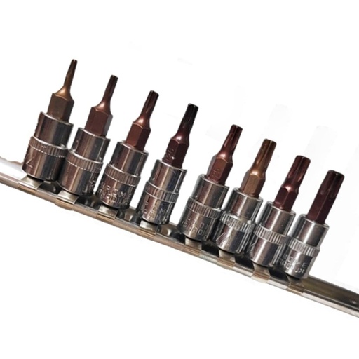 [KRKDP03] ⬡ TORX antgalių galvučių rinkinys 1/4" 8 vnt. T8-T40 (KRKDP03)
