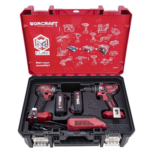 [XCUBE030] ⬡ Li-ion Impact Cordless Driil and Impact Screwdriver WORCRAFT set (BMC) (XCUBE030, WORCRAFT)