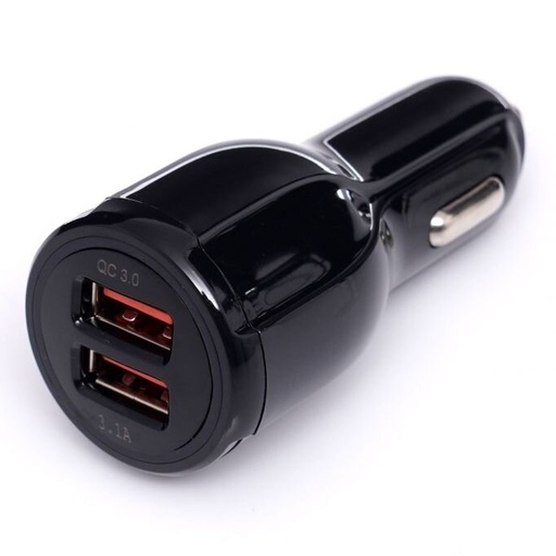 [KD1235] ⬡ USB car charger with fast charge port 12V/24V, USB/3.1A + USB/QC3.0 (KD1235)