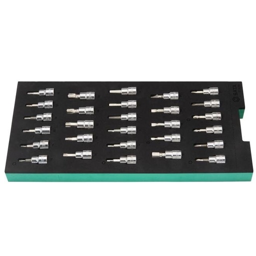 [ST09006G] ⬡ Tray. 3/8'' bit sockets set 28pcs (pl./PH/PZ/HEX/torx) (ST09006G, SATA)