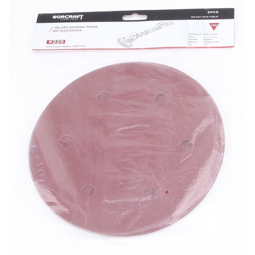 [WPI225150DS] ⬡ Šlifavimo popierius 225 mm (5 vnt.) šlifuokliui DS07 / DS09 Nr. 150 (WPI225150DS, WORCRAFT)