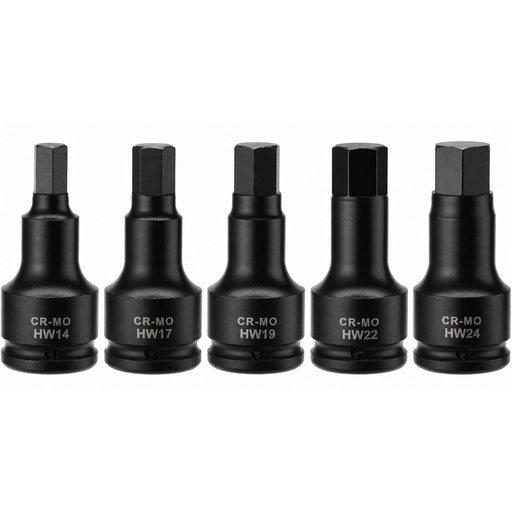 [KRKB121243] ⬡ 3/4" Dr. Bit socket impact set 5pcs (H-14-H-24mm) (KRKB121243)