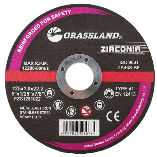 [FZC1251022] ⬡ Cut-off wheel. Flat. Stainless steel / Zirkonia 125x1.0x22.2 41 type (FZC1251022, GRASSLAND)