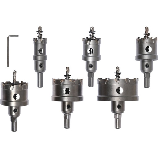 [YT44077] ⬡ Core drill set for metal 6pcs 22-65 mm, TCT (YT44077, YATO)