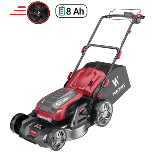 [CLMS40LiBD8AH] ⬡ Li-Ion akumuliatorinė beanglinė savaeigė vejapjovė WORCRAFT 40V (20V x 4 vnt. 8.0Ah akumuliatoriai) (CLMS40LiBD8AH, WORCRAFT)