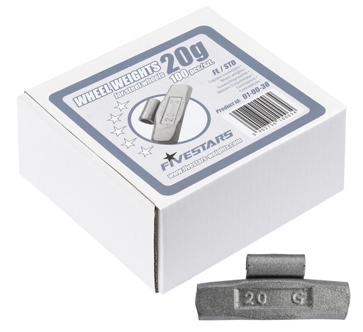 [01-00-38] ᴿᴰ Clip-on FE weights FIVE STARS 20 g, for steel rims (01-00-38, FIVE STARS)