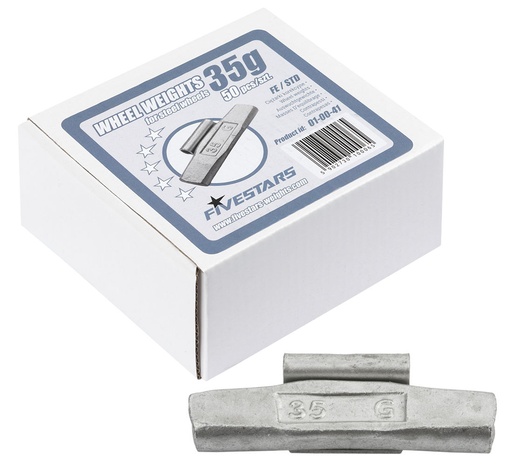 [01-00-41] ᴿᴰ Clip-on FE weights FIVE STARS 35 g, for steel rims (01-00-41, FIVE STARS)