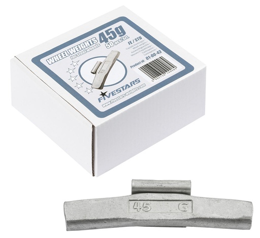 [01-00-43] ᴿᴰ Užspaudžiami FE svareliai FIVE STARS 45 g, plieniniams ratlankiams (01-00-43, FIVE STARS)