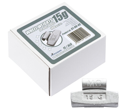 [01-00-49] ᴿᴰ Clip-on FE weights FIVE STARS 15 g, for ALU rims (01-00-49, FIVE STARS)