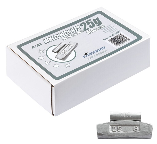 [01-00-51] ᴿᴰ Clip-on FE weights FIVE STARS 25 g, for ALU rims (01-00-51, FIVE STARS)