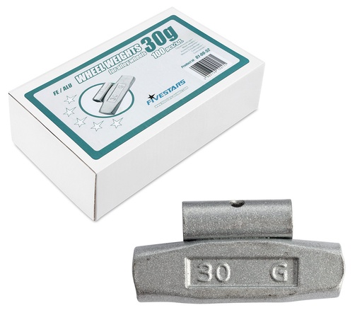 [01-00-52] ᴿᴰ Clip-on FE weights FIVE STARS 30 g, for ALU rims (01-00-52, FIVE STARS)