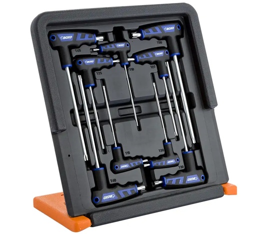 [07-00-33] ᴿᴰ Torx raktai su rankena + stovas, 9 vnt. BOXO (07-00-33, BOXO)