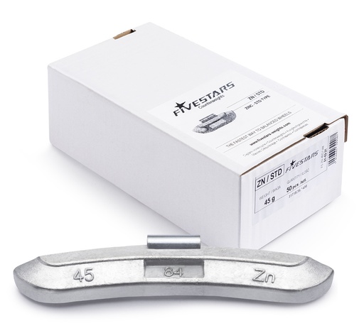 [01-02-21] ᴿᴰ Clip-on Zn weights FIVE STARS 45 g, 50 pcs (01-02-21, FIVE STARS)