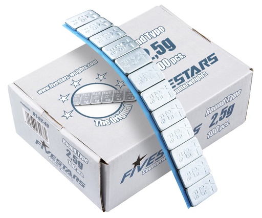 [01-02-49] ᴿᴰ Līmējamie FE atsvari FS 2,5 g, apaļa kārba (01-02-49, FIVE STARS)