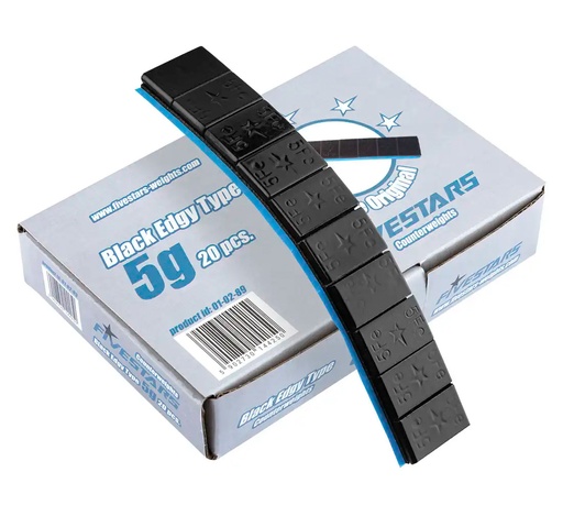 [01-02-89] ᴿᴰ Lipnūs ratų svareliai FIVE STARS Black Edgy 5 g, 1 kg (01-02-89, FIVE STARS)